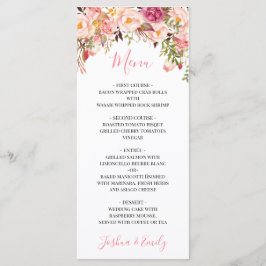 Menu de Casamento Floral Pink de Peony Boho