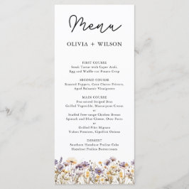 Menu de Casamento Floral Púrpura Elegante