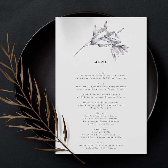 Menu de Casamento Floral Romântico Elegante (Criador carregado)