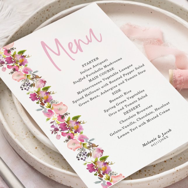 Menu de casamento Floral Rosa (Criador carregado)