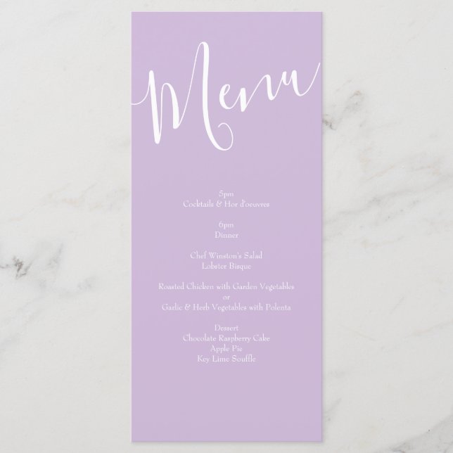 Menu de Casamento Floral Rosa de Lilac Roxo Amarel (Frente)