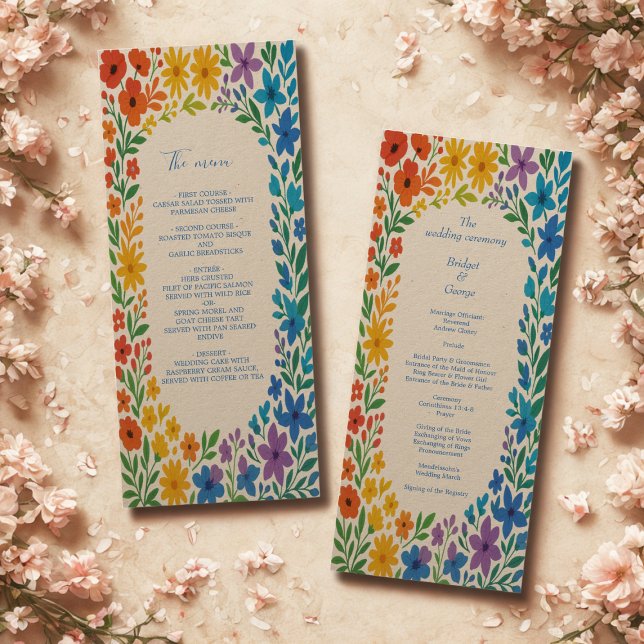 Menu de Casamento Floral Russo do Rainbow Wildflow (Criador carregado)