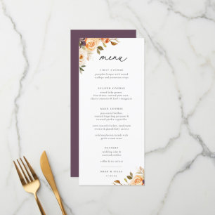 Menu de Casamento Floral Terrestre do Outono