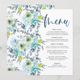 Menu de Casamento Floral Verde Amarelo Claro Azul