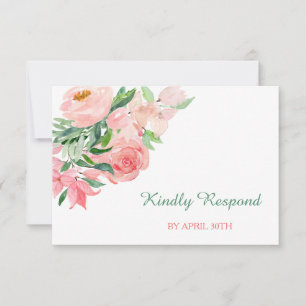 Menu de Casamento Floral Verde Coral Rosa RSVP