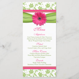 Menu de Casamento Floral Verde, Rosa Gerbera Daisy