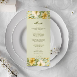 Menu de casamento floral verde suave e bege