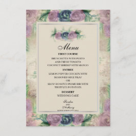 Menu de Casamento Floral Watercolor Rosa