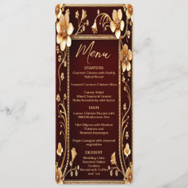 Menu de Casamento Flores de Ouro Borgonha