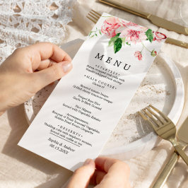 Menu de Casamento Flores de Pêonias Rosa-Blush