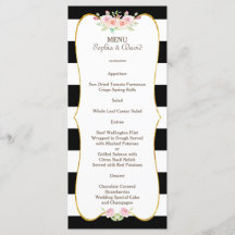 Menu de Casamento Flores Douradas de Flores Branca