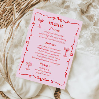 Menu de Casamento Francês Desenhado à Mão Branca R