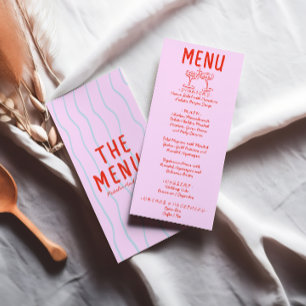Menu de Casamento Funk Desenhado à Mão Retroativo