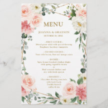 Menu de Casamento Geométrico Botânico Floral Cor-d