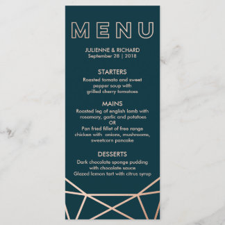 Menu de Casamento Geométrico do Diamante rosa Dour