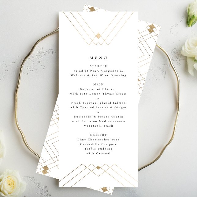 Menu de Casamento Geométrico Dourado Gatsby Alto 2 (Criador carregado)