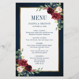 Menu de Casamento Geométrico Floral do Blush Mari