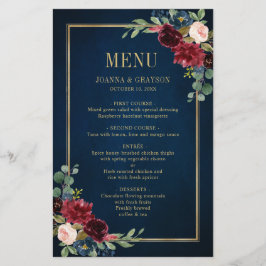 Menu de Casamento Geométrico Floral do Blush Marin