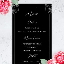 Menu De Casamento Gótico Do Crânio Negro E Branco