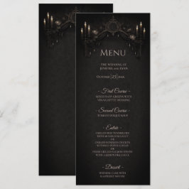 Menu de casamento gótico floral elegante de Hallow