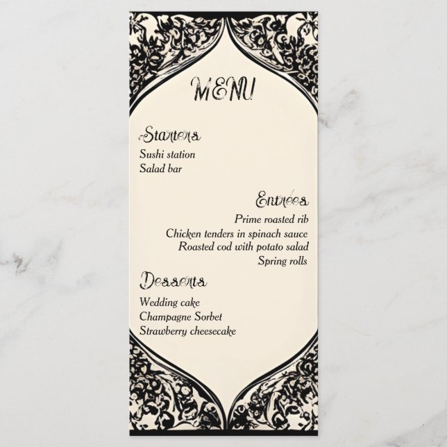 Menu de Casamento Gótico Personalizável (Frente)
