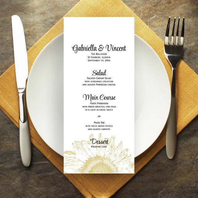 Menu de Casamento Gráfico de Girassol Amarelo (Criador carregado)