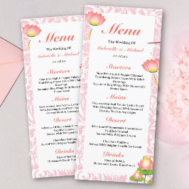 Menu de Casamento Indiano do Lotus Rosa Elegante