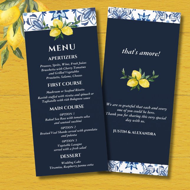 Menu de Casamento Italiano com Limão do Mediterrân (Criador carregado)