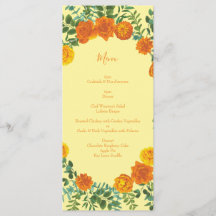 Menu de Casamento Laranja e Amarelo Claro de Peôni