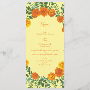 Menu de Casamento Laranja e Amarelo Claro de Peôni