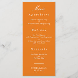 Menu de Casamento Laranja Vibrante