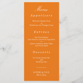 Menu de Casamento Laranja Vibrante