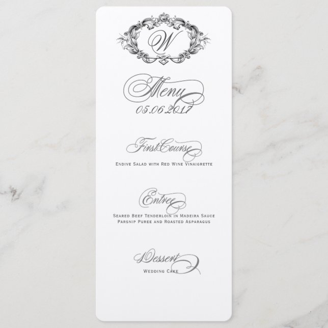 Menu de Casamento Luxuoso e Elegante (Frente)