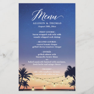 Menu de Casamento Luz de Palm Beach String Summer