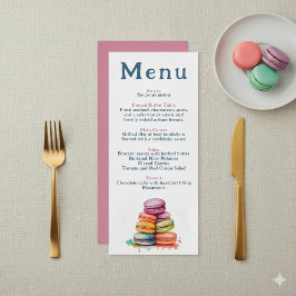 Menu de Casamento Macaron Francês Moderno