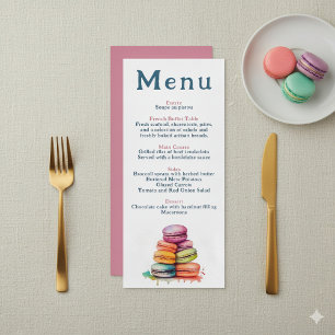 Menu de Casamento Macaron Francês Moderno