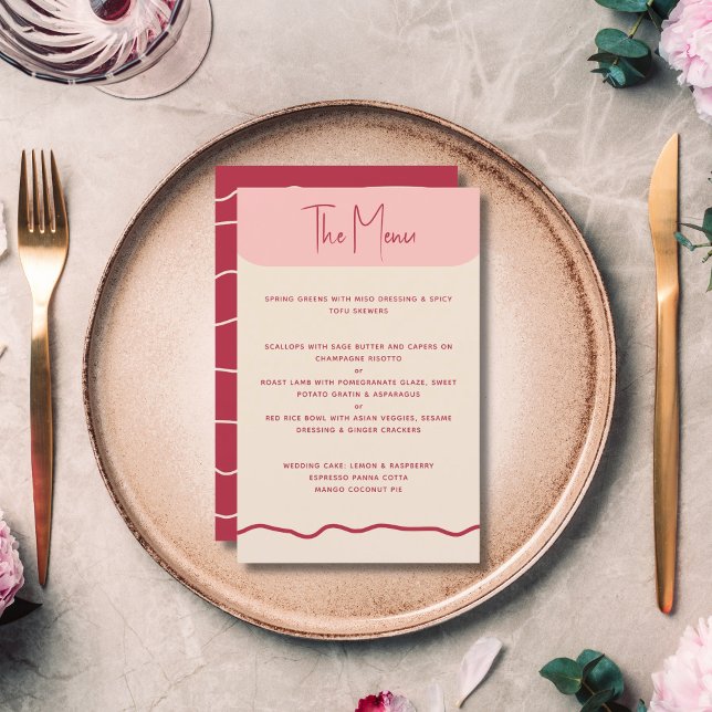 Menu de Casamento Magenta Cor-de-Rosa Magenta - Mo (Criador carregado)