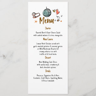 Menu de Casamento Manuscrito com Decor Funky Whims