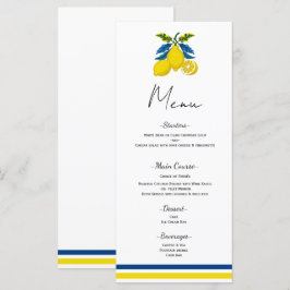 Menu de Casamento Mediterrâneo Limão Azul Amarelo