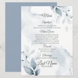 Menu de casamento | Menu Botânico Dusty Blue