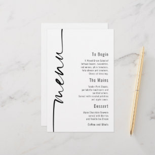 Menu de Casamento Minimalista da Caligrafia Orçame