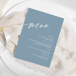 Menu de Casamento Minimalista Dusty Blue