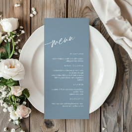 Menu de Casamento Minimalista Dusty Blue