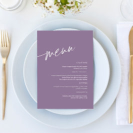 Menu de Casamento Minimalista Dusty Purple