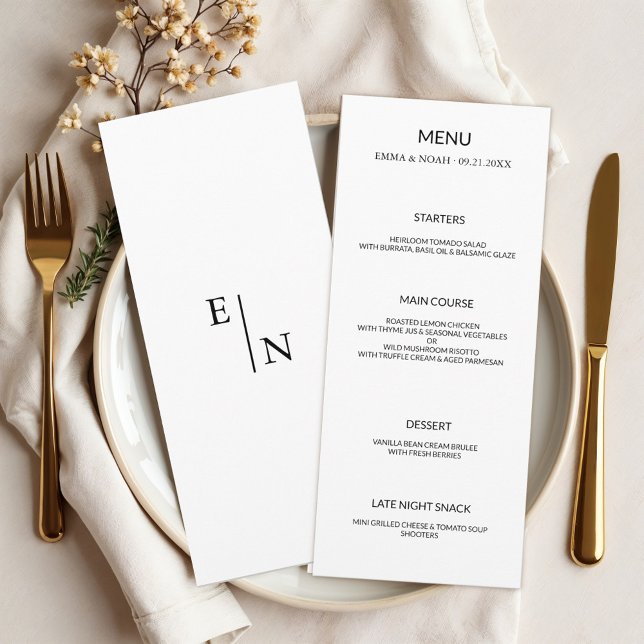 Menu de Casamento Minimalista Moderno (Criador carregado)