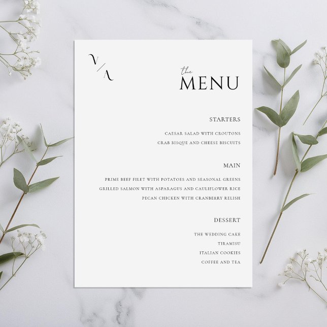 Menu de Casamento Minimalista Moderno Elegante (Criador carregado)