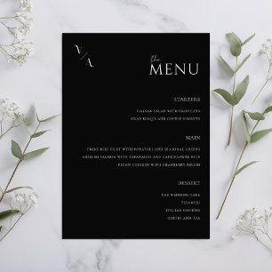 Menu de Casamento Minimalista Moderno Elegante