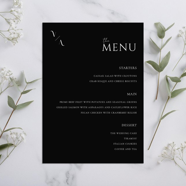 Menu de Casamento Minimalista Moderno Elegante (Criador carregado)