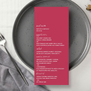 Menu de Casamento Minimalista Moderno Viva Magenta
