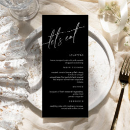 Menu de Casamento Minimalista Preto e Branco